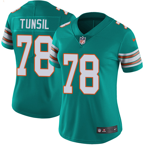Nike Miami Dolphins #78 Laremy Tunsil Aqua Green Alternate Women Stitched NFL Vapor Untouchable Limited Jersey->women nfl jersey->Women Jersey